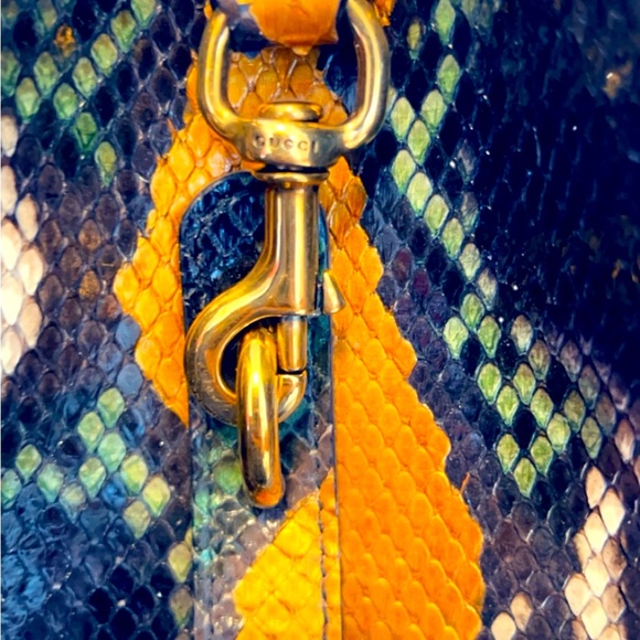 Gucci  extremely rare limited, edition Multicolor Python Stirrup Hobo Like New - Picture 9 of 15